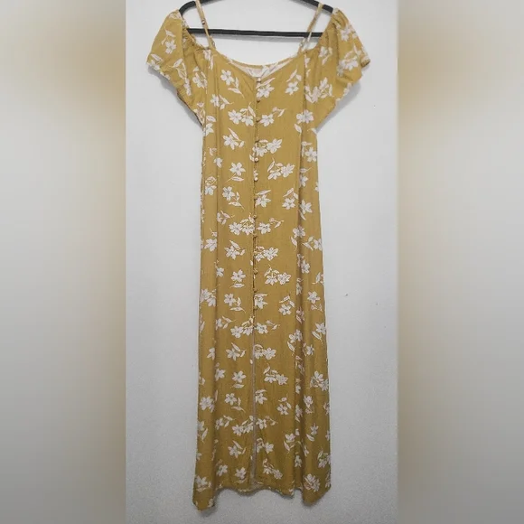 Billabong | Dresses | Billabong Maxi Yellow Off Shoulder Flowy Dress |  Poshmark
